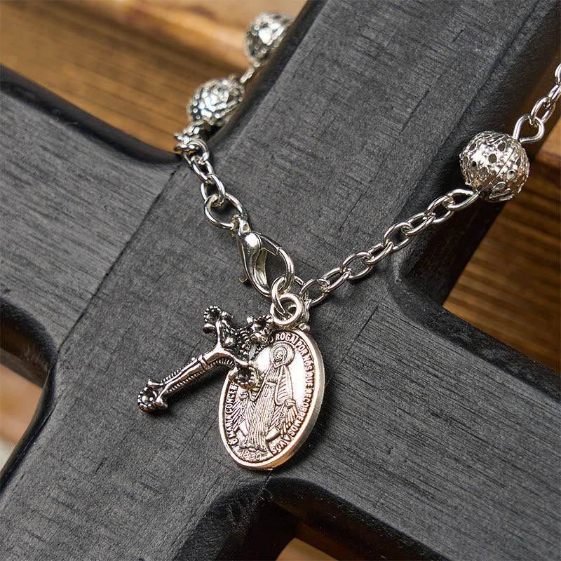 Christianartworkshop Miraculous Medal & Crucifix Adjustable Simple Casual Bracelet