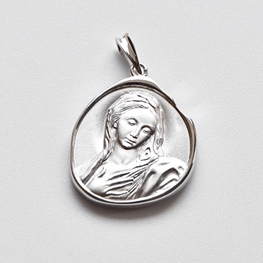 Christianartworkshop Antique Silver Enamel Praying Medallion Necklace - A Charm of Devotion and Elegance