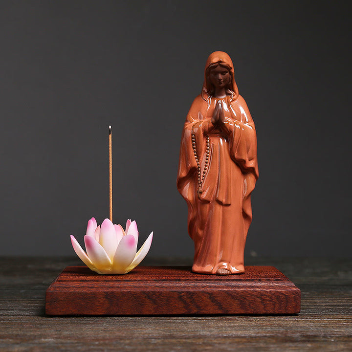 Christianartworkshop Classic Style Ceramics Virgin Mary & Jesus Incense Burner Desktop Decorations Ornament