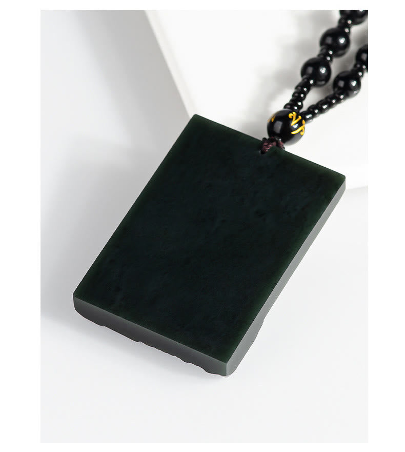 Christianartworkshop HeTian Black Jade Jesus Pendant Necklace-Symbol of Faith and Protection