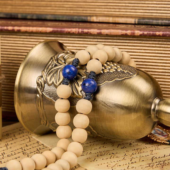 FREE Today: Our Lady & Crucifix of 10mm Wooden Beads Lapis Lazuli Our Father Beads Rosary