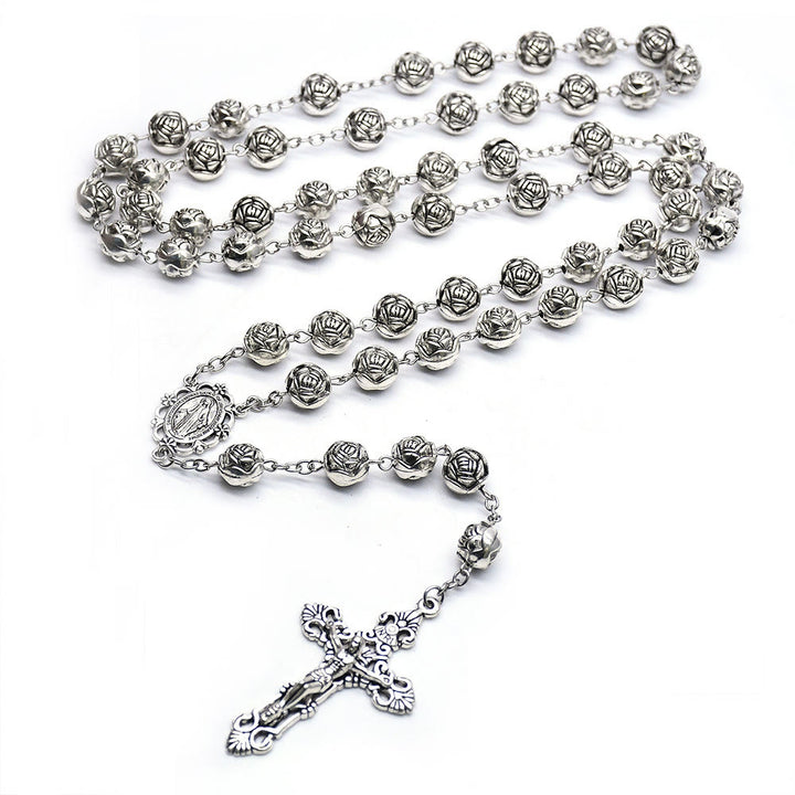 Christianartworkshop Miraculous Medal & Crucifix of 10mm Rose Prayer Beads Rosary