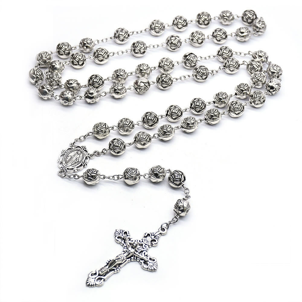 FREE Today: Miraculous Medal & Crucifix of 10mm Rose Prayer Beads Rosary