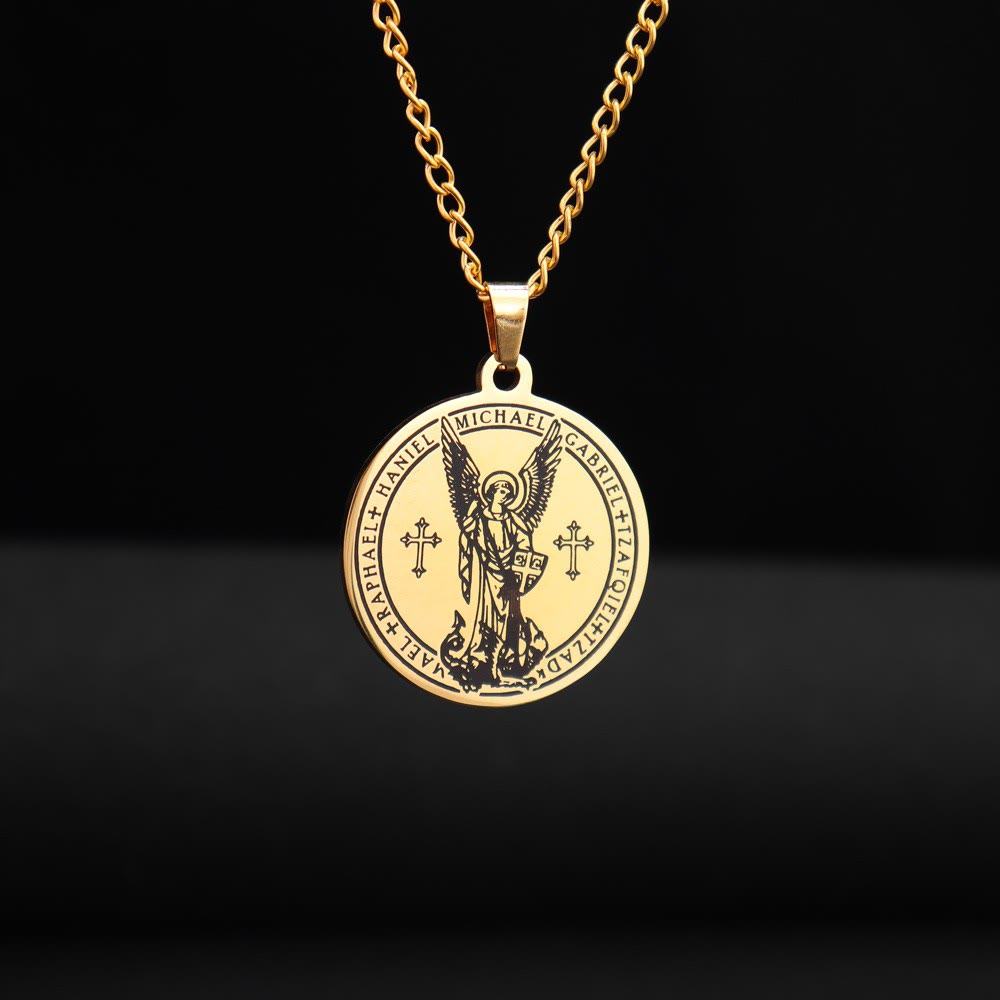 Christianartworkshop Archangel St. Michael Medallion Necklace - Connect with Celestial Guardians