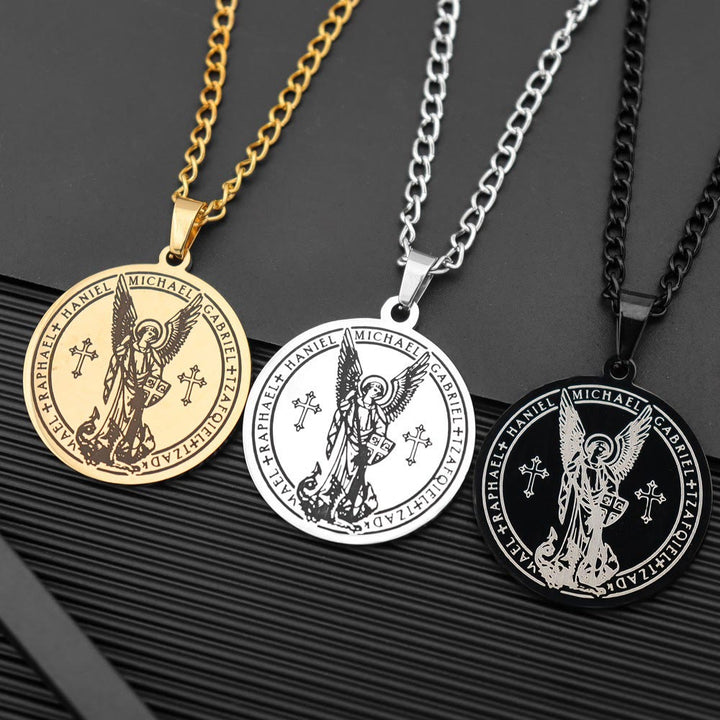 Christianartworkshop Archangel St. Michael Medallion Necklace - Connect with Celestial Guardians