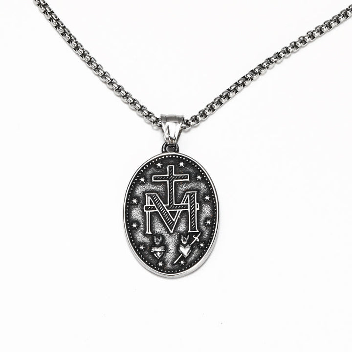 Christianartworkshop Miraculous Medal Our Lady of Grace Necklace - A Heavenly Reminder of Love and Devotion