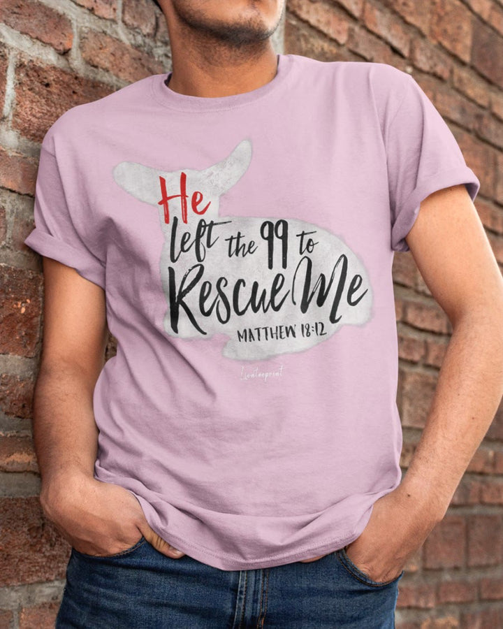 Christianartworkshop He Left The 99 To Rescue Me Classic T-shirt