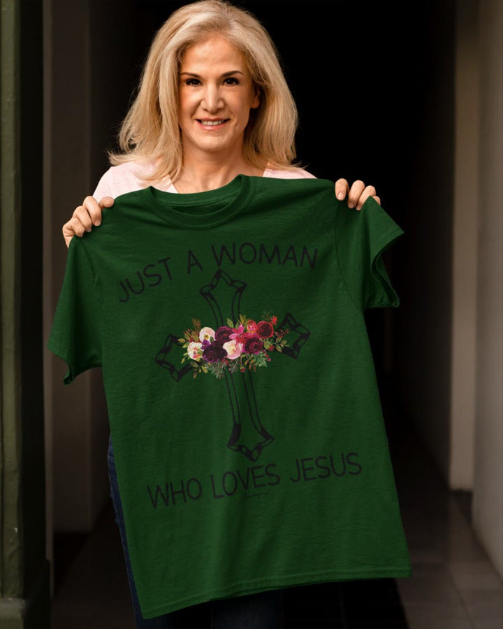 Christianartworkshop Just A Woman Who Loves Jesus Classic T-shirt - image 26