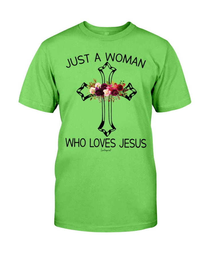 Christianartworkshop Just A Woman Who Loves Jesus Classic T-shirt - Light Green - 2XL - image 16