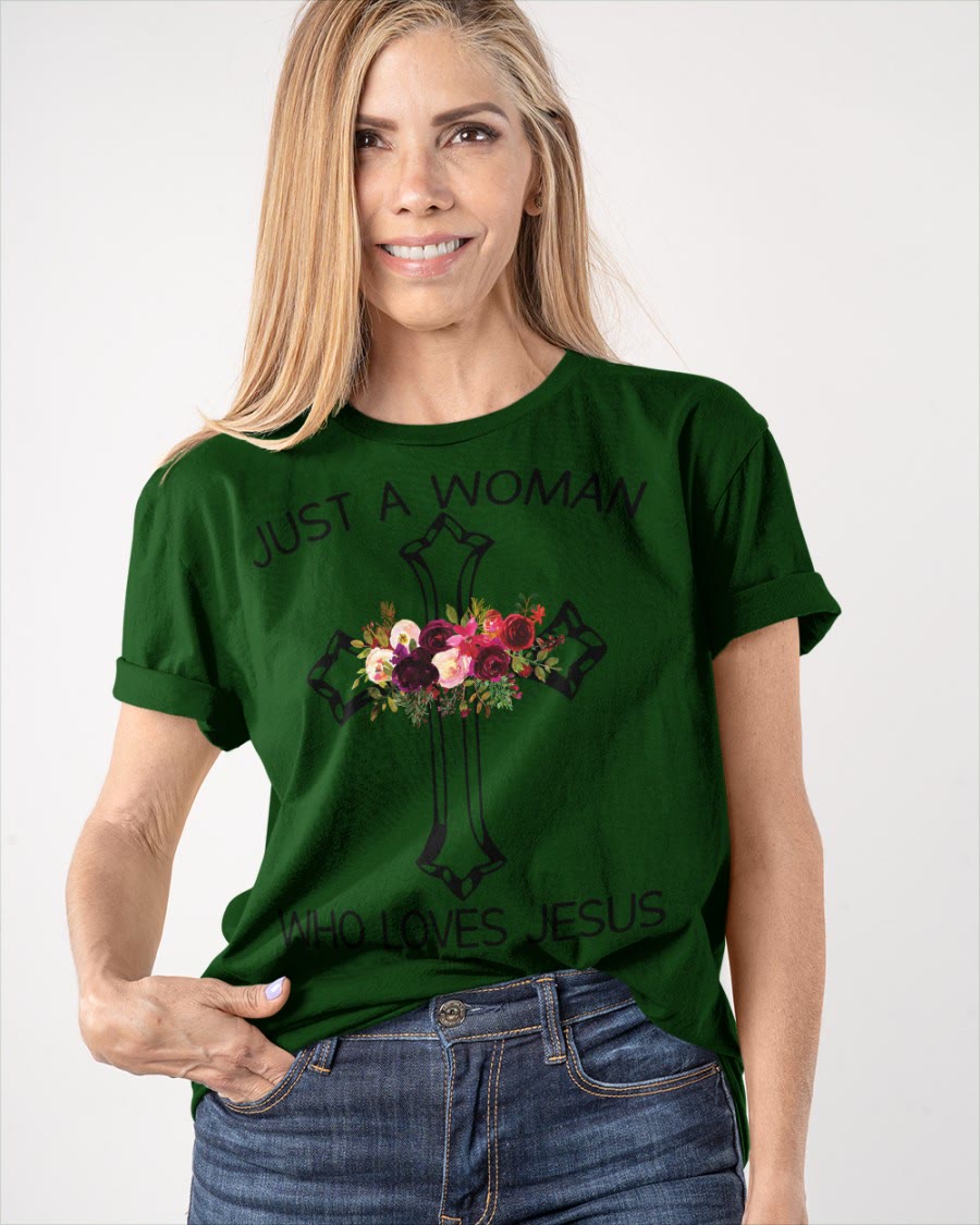 Christianartworkshop Just A Woman Who Loves Jesus Classic T-shirt - image 25