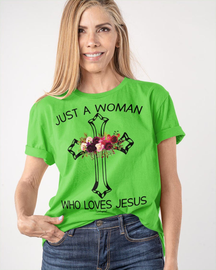 Christianartworkshop Just A Woman Who Loves Jesus Classic T-shirt - image 19