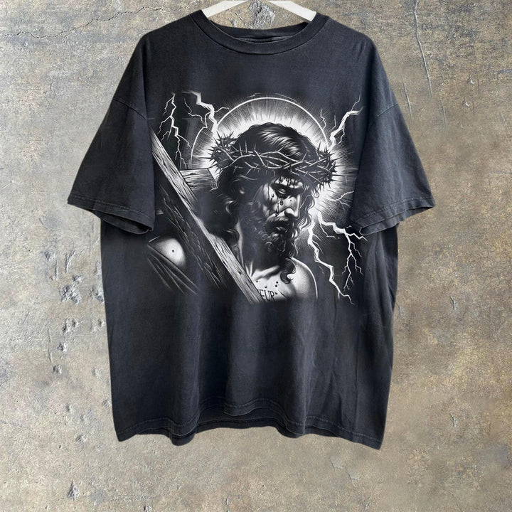 Christianartworkshop Jesus Holding Cross Vintage 90s Graphic T-shirt