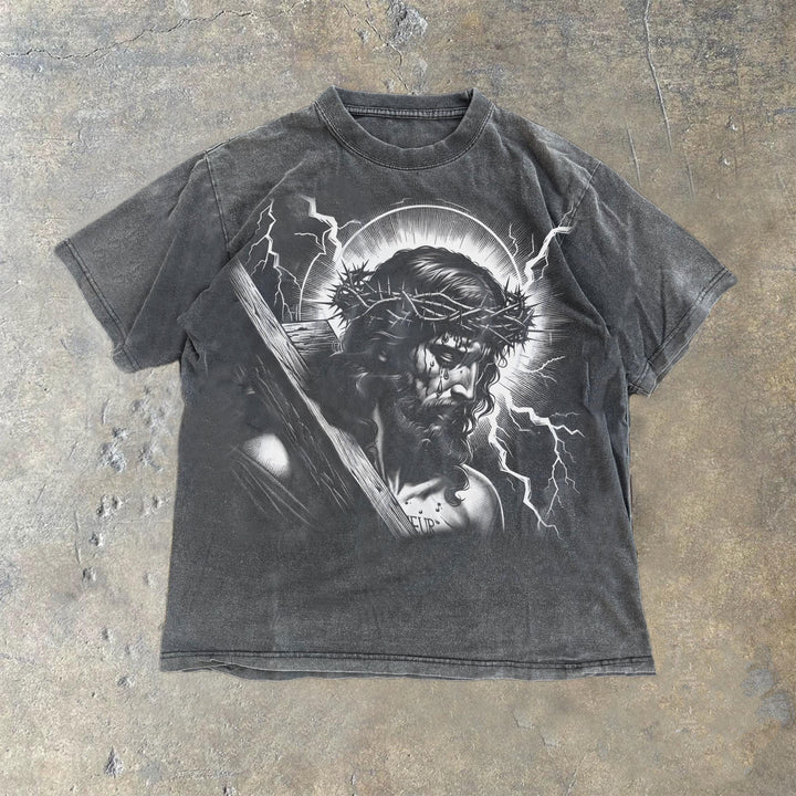 Christianartworkshop Jesus Holding Cross Vintage 90s Graphic T-shirt