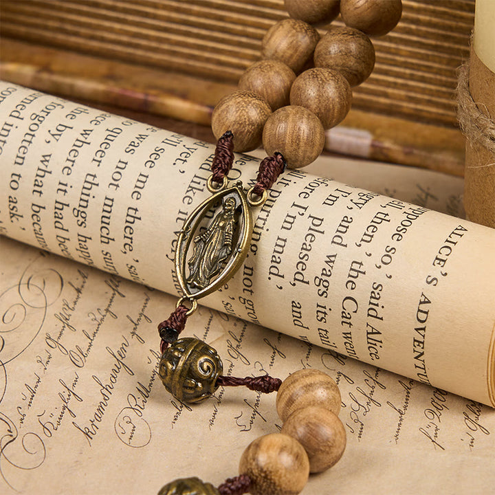 Christianartworkshop 10mm Agarwood & Metal Cloud Bead Rosary - A Sacred Blend of Tradition and Faith