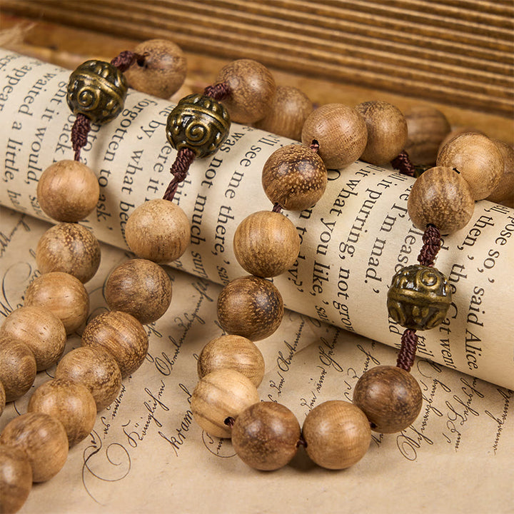 Christianartworkshop 10mm Agarwood & Metal Cloud Bead Rosary - A Sacred Blend of Tradition and Faith