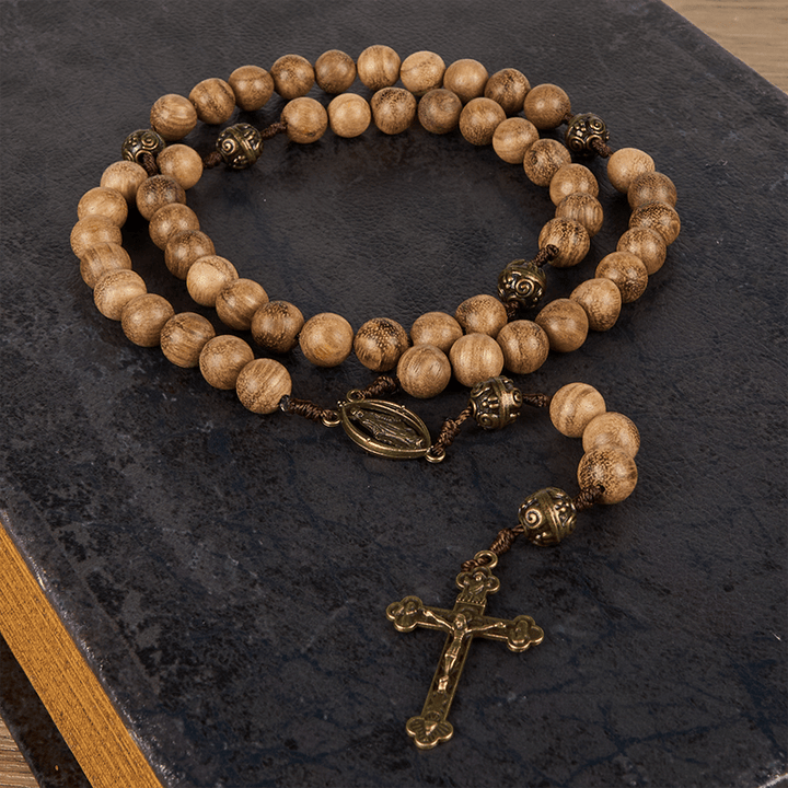 Christianartworkshop 10mm Agarwood & Metal Cloud Bead Rosary - A Sacred Blend of Tradition and Faith