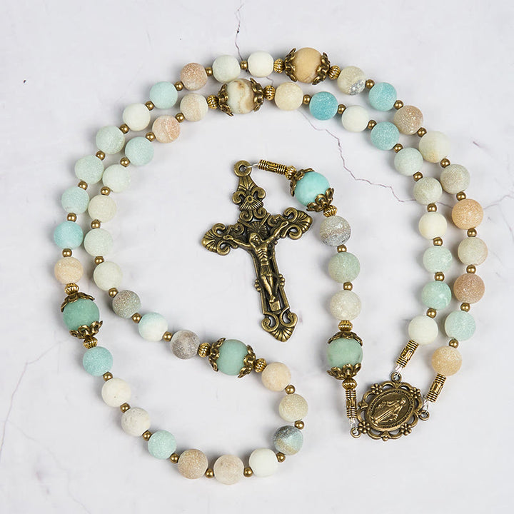 Christianartworkshop Handmade 8mm Matte Amazonite Rosary - A Timeless Piece of Devotion