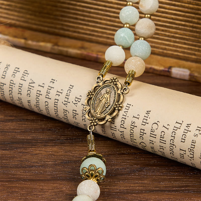 Christianartworkshop Handmade 8mm Matte Amazonite Rosary - A Timeless Piece of Devotion