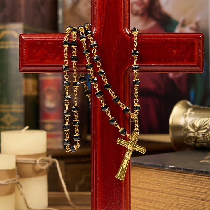 Christianartworkshop Our Lady of Fatima & Crucifix of 6mm Crystal Prayer Beads Rosary