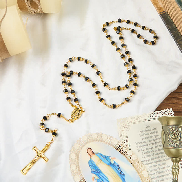 Christianartworkshop Our Lady of Fatima & Crucifix of 6mm Crystal Prayer Beads Rosary