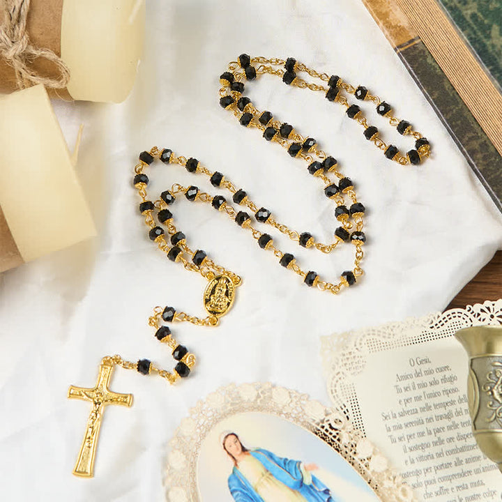 Christianartworkshop Our Lady of Fatima & Crucifix of 6mm Crystal Prayer Beads Rosary