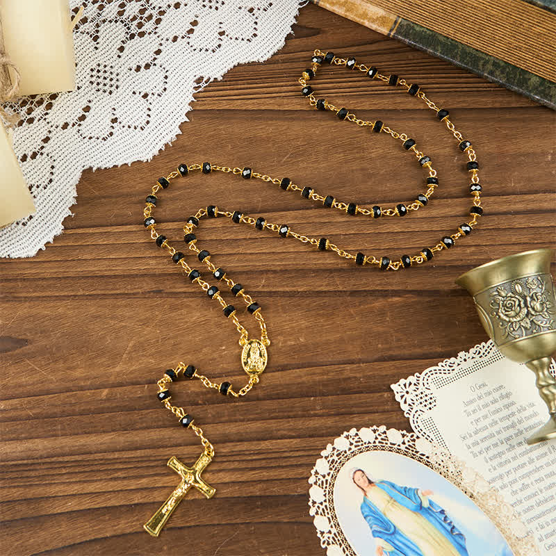 Christianartworkshop Our Lady of Fatima & Crucifix of 6mm Crystal Prayer Beads Rosary