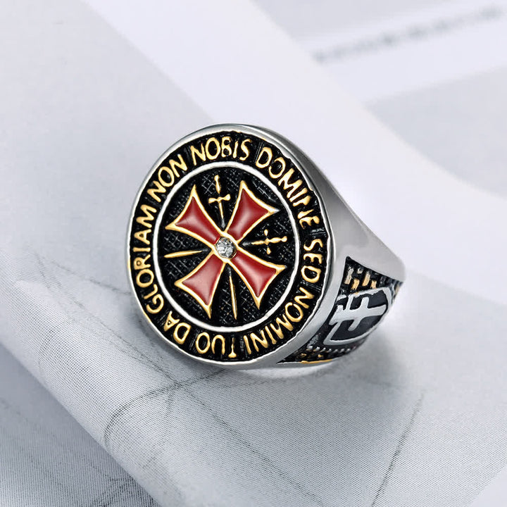 Christianartworkshop Knights Templar Inspired - Symbol of Faith Cross Ring（Silver&Golden）