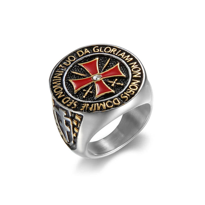 Christianartworkshop Knights Templar Inspired - Symbol of Faith Cross Ring（Silver&Golden）