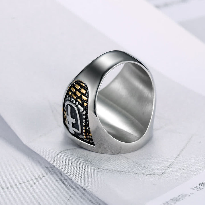 Christianartworkshop Knights Templar Inspired - Symbol of Faith Cross Ring（Silver&Golden）