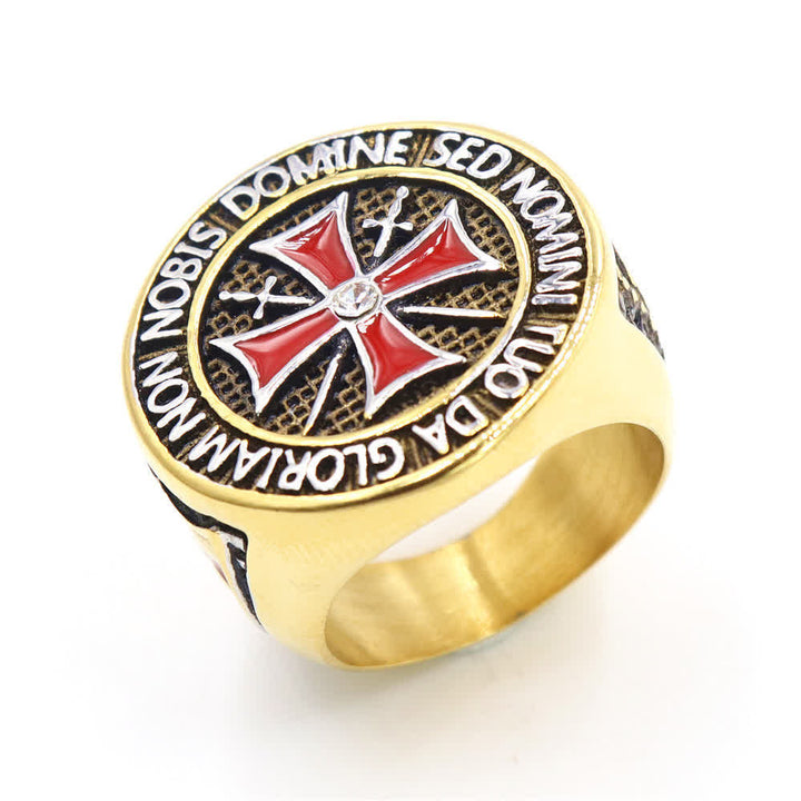 Christianartworkshop Knights Templar Inspired - Symbol of Faith Cross Ring（Silver&Golden）