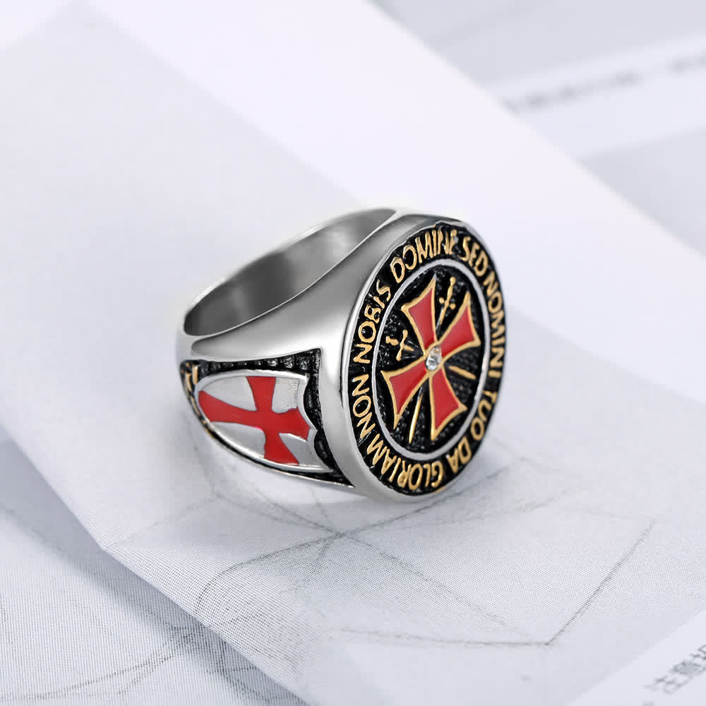 Christianartworkshop Knights Templar Inspired - Symbol of Faith Cross Ring（Silver&Golden）