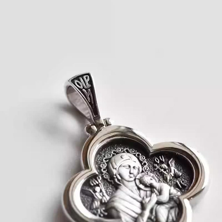 Christianartworkshop Graceful Silver Madonna and Child Pendant - Symbol of Divine Love