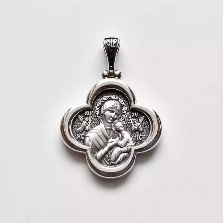 Christianartworkshop Graceful Silver Madonna and Child Pendant - Symbol of Divine Love