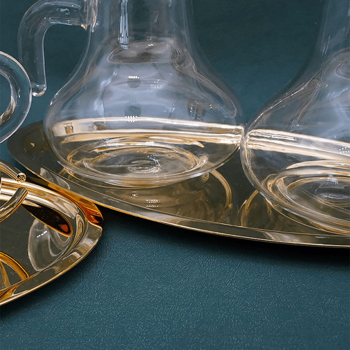 Christianartworkshop Elegant Brass-Trimmed Glass Cruet Set with Cross Motif - Traditional Worship Accessories