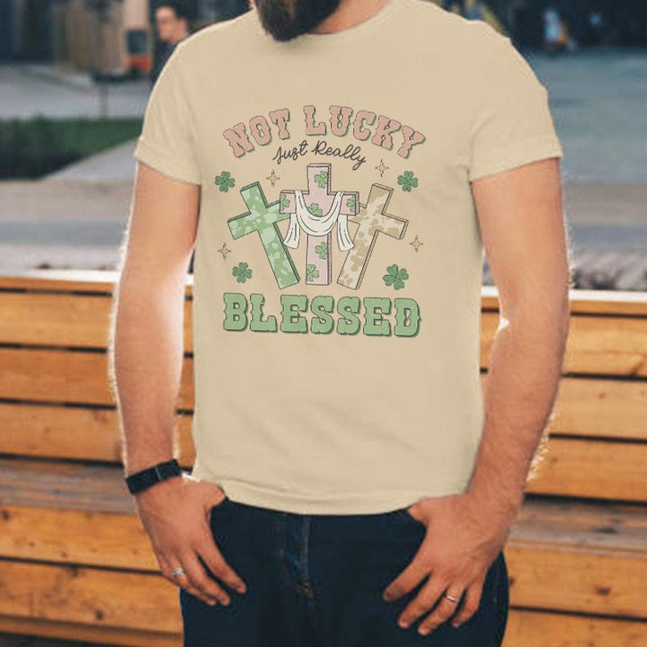 Christianartworkshop Not Lucky Just Blessed Faith-Inspired T-Shirt