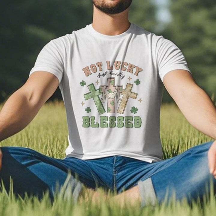 Christianartworkshop Not Lucky Just Blessed Faith-Inspired T-Shirt