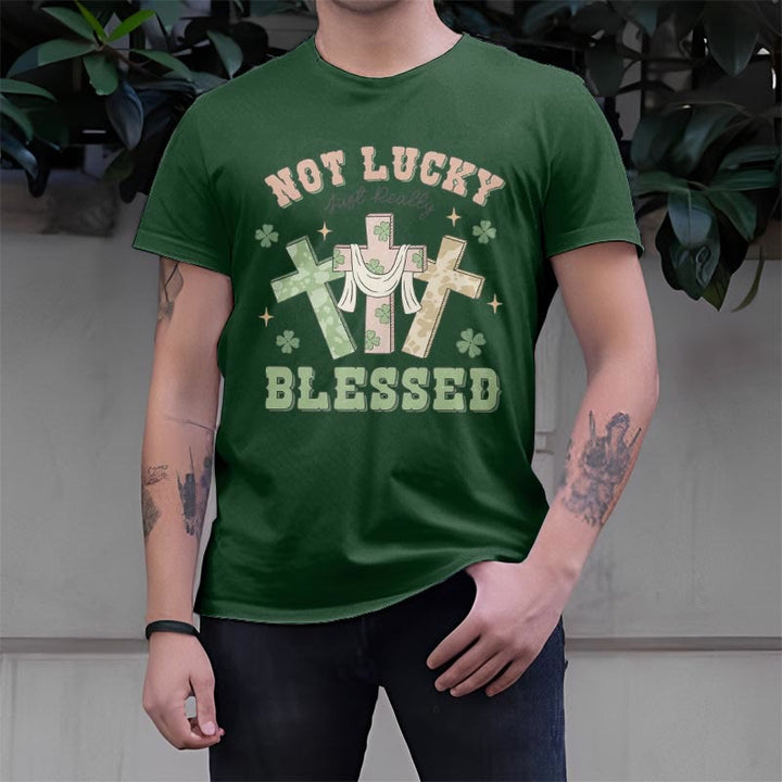 Christianartworkshop Not Lucky Just Blessed Faith-Inspired T-Shirt