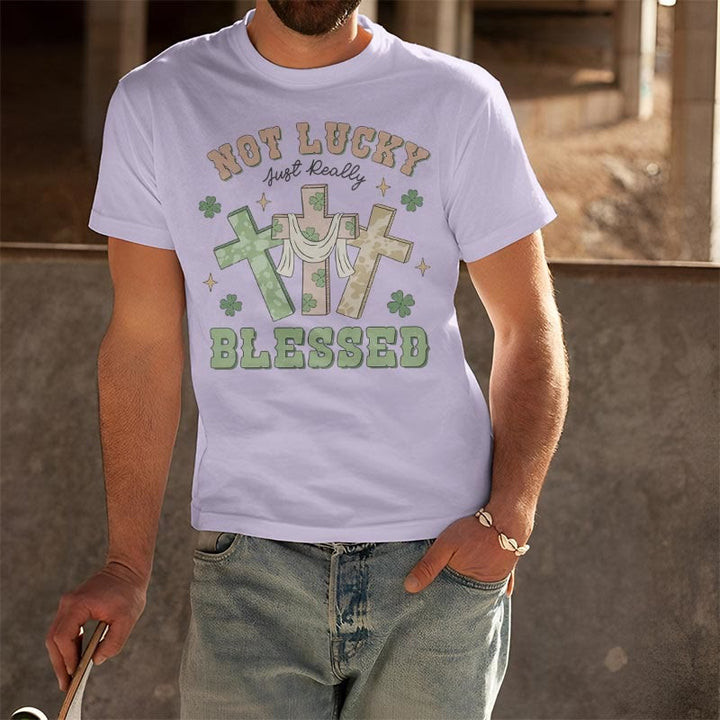 Christianartworkshop Not Lucky Just Blessed Faith-Inspired T-Shirt