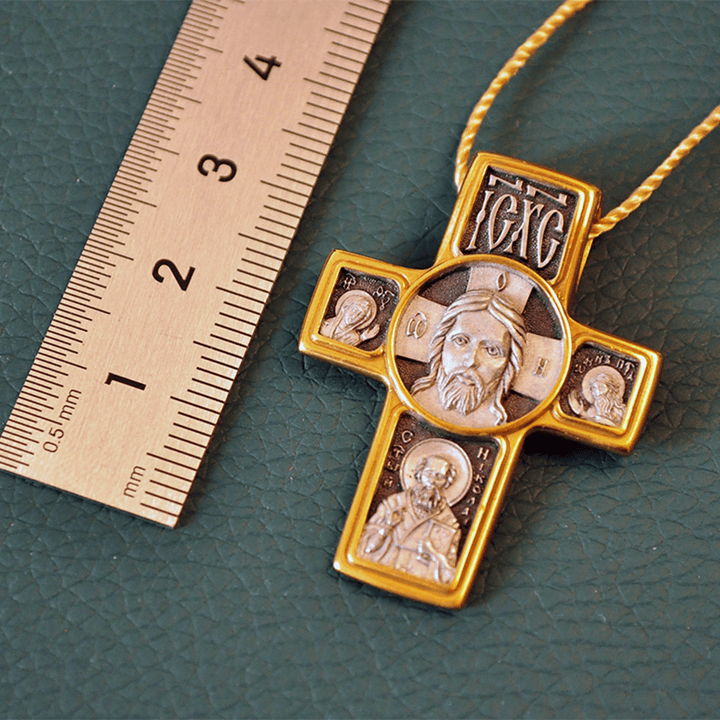 Christianartworkshop Two-Sided Gold-Tone Jesus&Saint Icon with St. Micheal Pendant Necklace