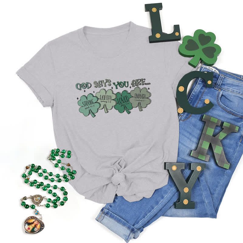 Christianartworkshop Divine Shamrock: God's Promises Faith-Inspired T-Shirt - Grey - 2XL - image 0