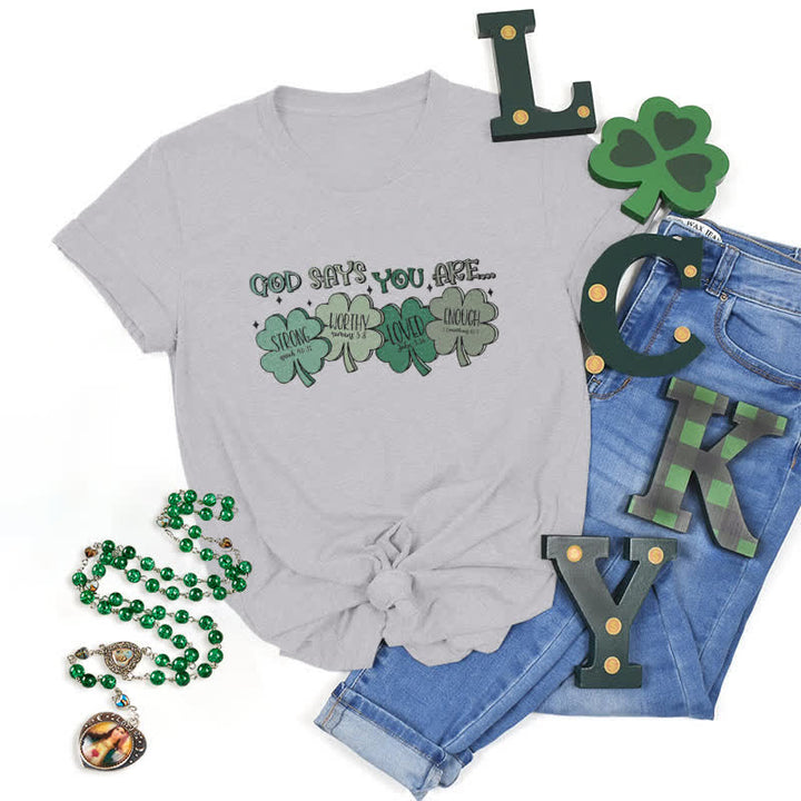 Christianartworkshop Divine Shamrock: God's Promises Faith-Inspired T-Shirt - Grey - 2XL - image 0