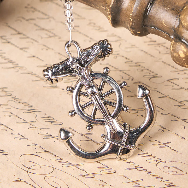 FREE Today: Christianartworkshop Ocean-Themed Divine Mercy Rosary with Anchor Charm - Embark on a Faithful Voyage with Christ