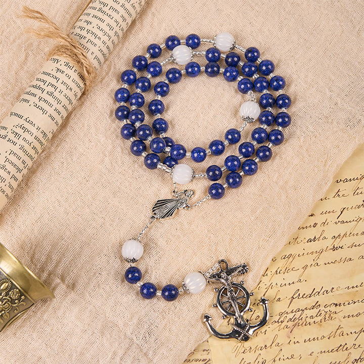 FREE Today: Christianartworkshop Ocean-Themed Divine Mercy Rosary with Anchor Charm - Embark on a Faithful Voyage with Christ