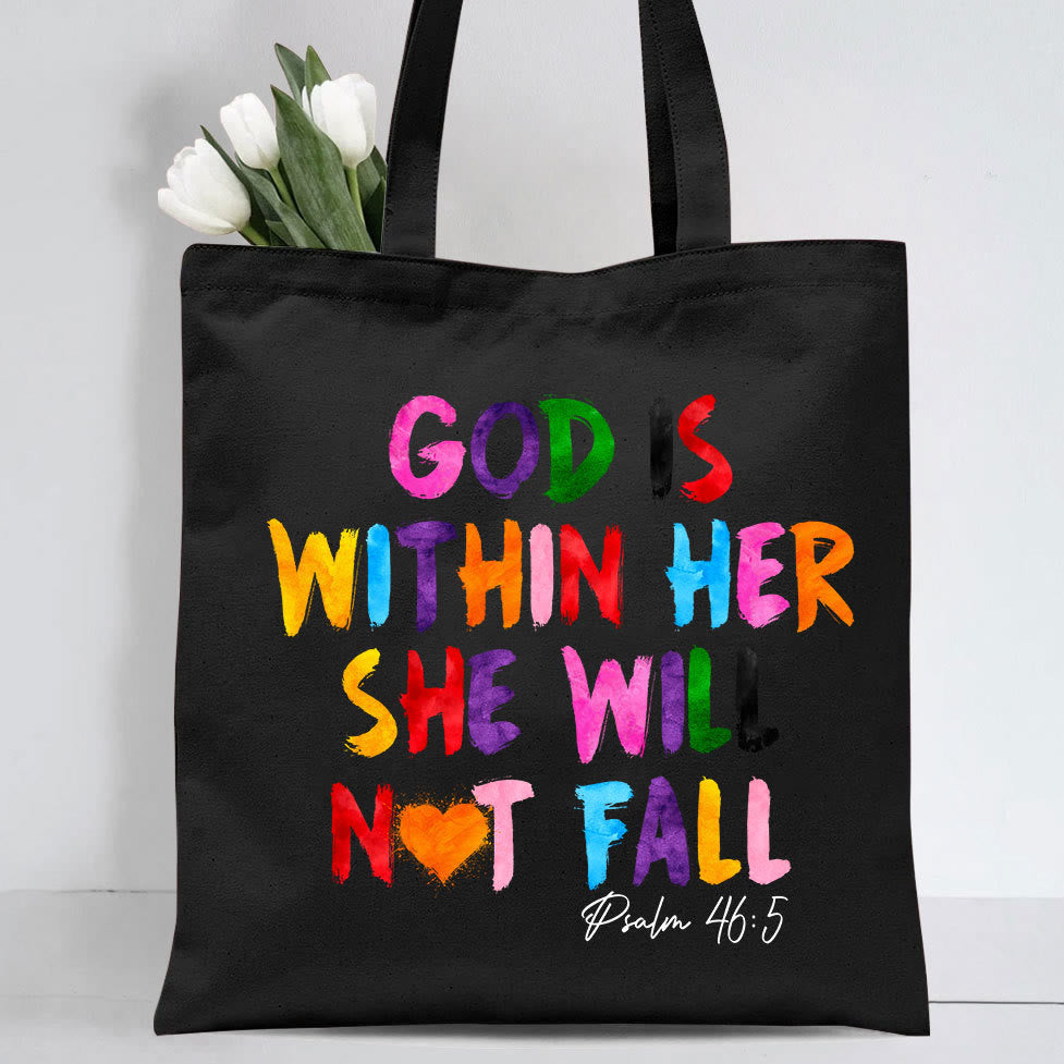 Christianartworkshop God Is Within Her Christian Canvas Tote Bag