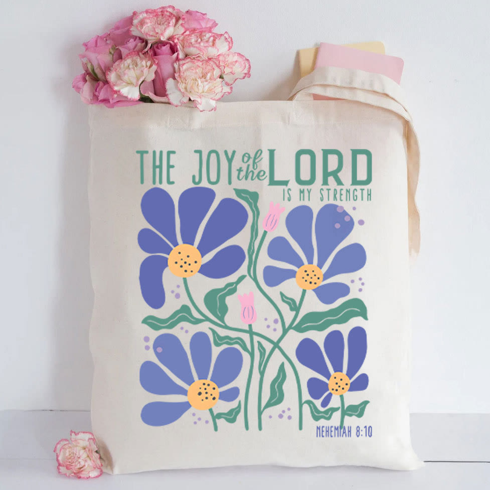 Christianartworkshop The Joy Of The Lord Christian Canvas Tote Bag