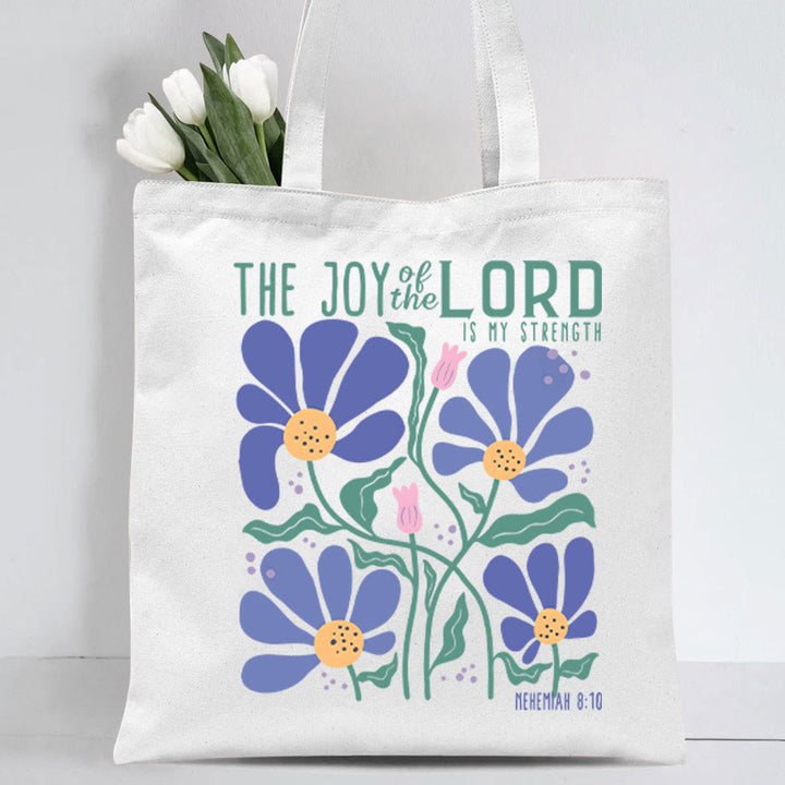 Christianartworkshop The Joy Of The Lord Christian Canvas Tote Bag