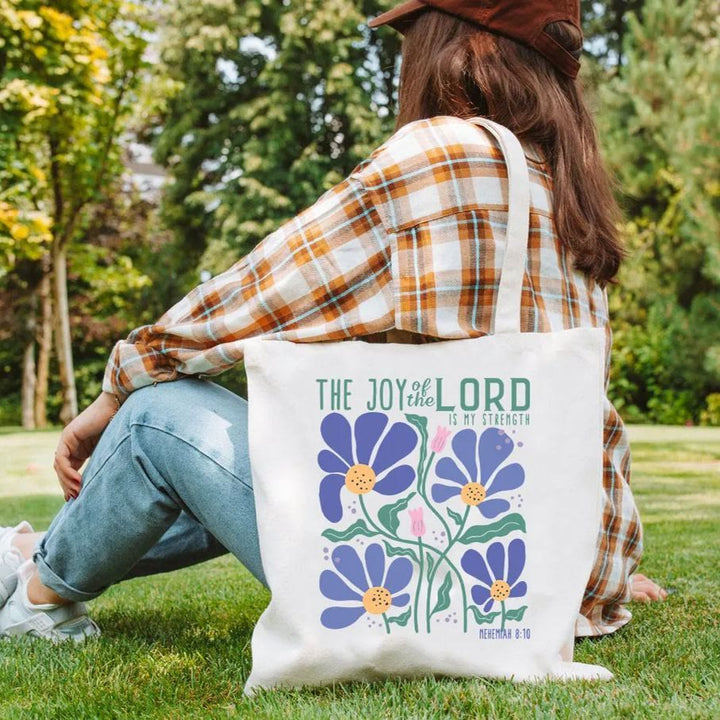 Christianartworkshop The Joy Of The Lord Christian Canvas Tote Bag