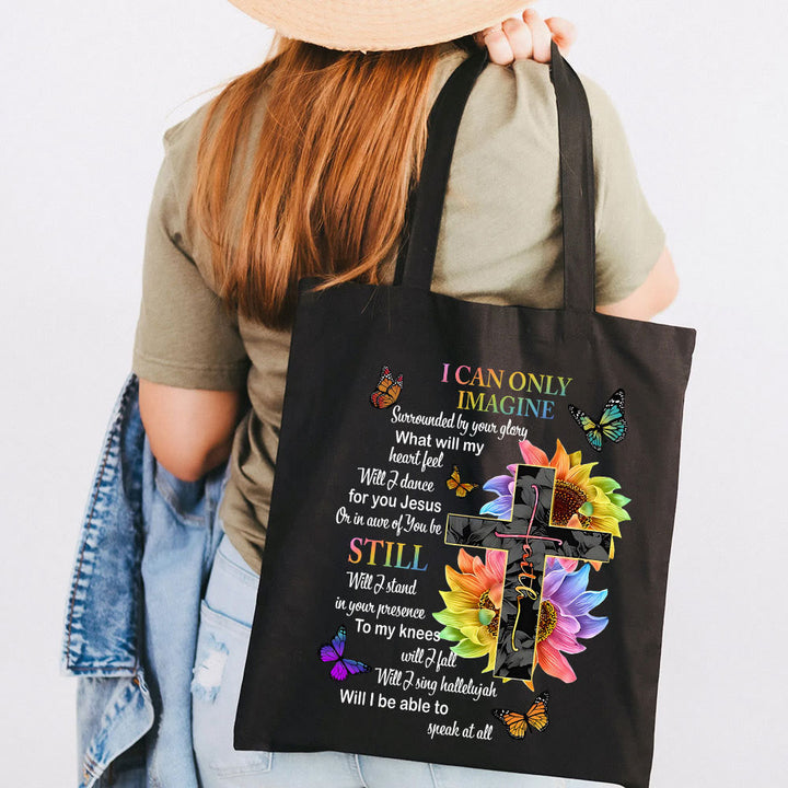 Christianartworkshop I Can Only Imagine Christian Lyric Canvas Tote Bag