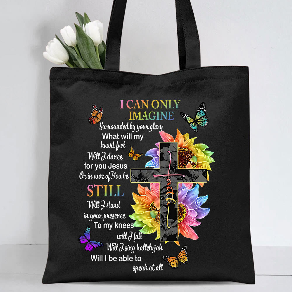 Christianartworkshop I Can Only Imagine Christian Lyric Canvas Tote Bag