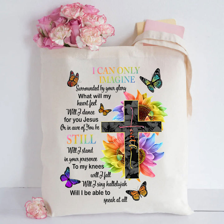 Christianartworkshop I Can Only Imagine Christian Lyric Canvas Tote Bag